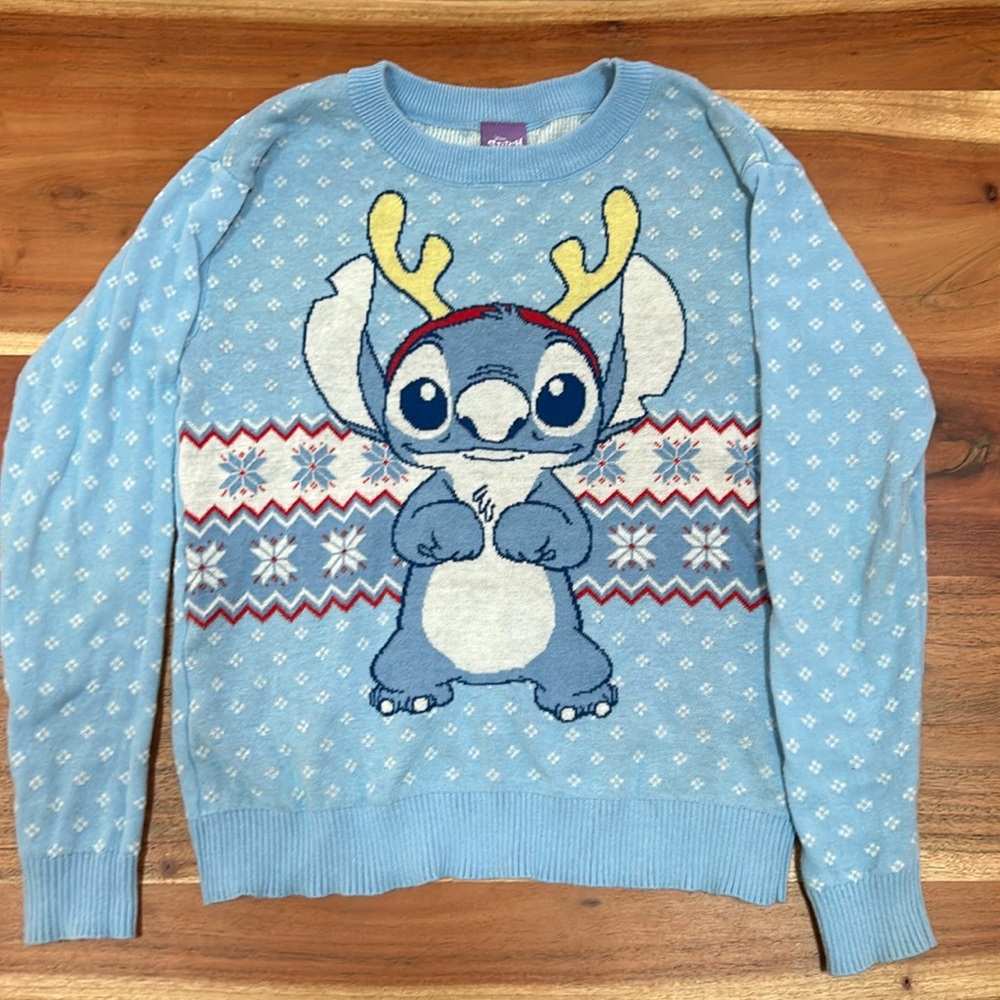 Disney Stitch Christmas Sweater Size Large 10/12